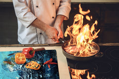 TEMPERED GLASS CHOPPING BOARD – Glass Cutting Board and Worktop Saver; MEASURES: SINGLE: 60 x 52 cm (23,62” x 20,47”); DOUBLE: 30 x 52 cm (11,81” x 20,47”); D36 Textures Series : Vintage texture