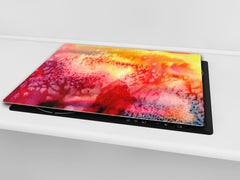 TEMPERED GLASS CHOPPING BOARD – Glass Cutting Board and Worktop Saver; MEASURES: SINGLE: 60 x 52 cm (23,62” x 20,47”); DOUBLE: 30 x 52 cm (11,81” x 20,47”); D36 Textures Series : Abstract multicoloured background