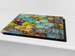 Tempered GLASS Cutting Board – Worktop saver and Pastry Board –- Glass Kitchen Board; MEASURES: SINGLE: 60 x 52 cm (23,62” x 20,47”); DOUBLE: 30 x 52 cm (11,81” x 20,47”); D34 Nature Series: Rock garden 1