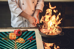 Tempered GLASS Cutting Board – Worktop saver and Pastry Board –- Glass Kitchen Board; MEASURES: SINGLE: 60 x 52 cm (23,62” x 20,47”); DOUBLE: 30 x 52 cm (11,81” x 20,47”); D34 Nature Series: Palm leaf