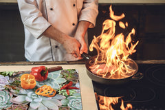 Tempered GLASS Cutting Board – Worktop saver and Pastry Board –- Glass Kitchen Board; MEASURES: SINGLE: 60 x 52 cm (23,62” x 20,47”); DOUBLE: 30 x 52 cm (11,81” x 20,47”); D34 Nature Series: Rock garden 2