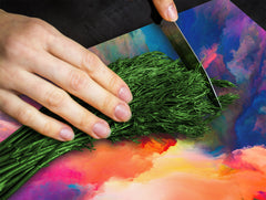 TEMPERED GLASS CHOPPING BOARD – Glass Cutting Board and Worktop Saver; MEASURES: SINGLE: 60 x 52 cm (23,62” x 20,47”); DOUBLE: 30 x 52 cm (11,81” x 20,47”); D36 Textures Series : Colours splash