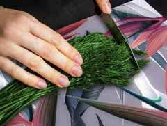 TEMPERED GLASS CHOPPING BOARD – Glass Cutting Board and Worktop Saver; MEASURES: SINGLE: 60 x 52 cm (23,62” x 20,47”); DOUBLE: 30 x 52 cm (11,81” x 20,47”); D36 Textures Series : Tropical wallpaper 3