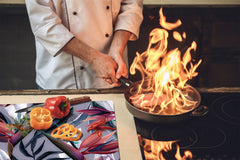 TEMPERED GLASS CHOPPING BOARD – Glass Cutting Board and Worktop Saver; MEASURES: SINGLE: 60 x 52 cm (23,62” x 20,47”); DOUBLE: 30 x 52 cm (11,81” x 20,47”); D36 Textures Series : Tropical wallpaper 3