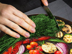 Induction Cooktop Cover –Shatter Resistant Glass Kitchen Board – Hob cover; MEASURES: SINGLE: 60 x 52 cm (23,62” x 20,47”); DOUBLE: 30 x 52 cm (11,81” x 20,47”); D38 Herbs and spices Series : Grilled vegetables