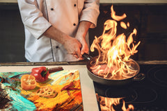 TEMPERED GLASS CHOPPING BOARD – Glass Cutting Board and Worktop Saver; MEASURES: SINGLE: 60 x 52 cm (23,62” x 20,47”); DOUBLE: 30 x 52 cm (11,81” x 20,47”); D36 Textures Series : Modern futuristic pattern