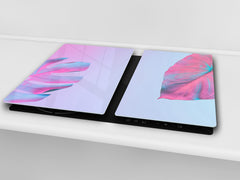 Tempered GLASS Cutting Board – Worktop saver and Pastry Board –- Glass Kitchen Board; MEASURES: SINGLE: 60 x 52 cm (23,62” x 20,47”); DOUBLE: 30 x 52 cm (11,81” x 20,47”); D34 Nature Series: Monstera deliciosa 1