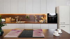 Tempered GLASS Cutting Board – Worktop saver and Pastry Board –- Glass Kitchen Board; MEASURES: SINGLE: 60 x 52 cm (23,62” x 20,47”); DOUBLE: 30 x 52 cm (11,81” x 20,47”); D34 Nature Series: Transparent purple leaves