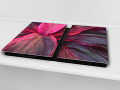 Tempered GLASS Cutting Board – Worktop saver and Pastry Board –- Glass Kitchen Board; MEASURES: SINGLE: 60 x 52 cm (23,62” x 20,47”); DOUBLE: 30 x 52 cm (11,81” x 20,47”); D34 Nature Series: Fluorescent leaves