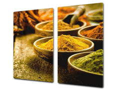 Induction Cooktop Cover –Shatter Resistant Glass Kitchen Board – Hob cover; MEASURES: SINGLE: 60 x 52 cm (23,62” x 20,47”); DOUBLE: 30 x 52 cm (11,81” x 20,47”); D38 Herbs and spices Series : Curry powder
