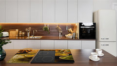 Induction Cooktop Cover –Shatter Resistant Glass Kitchen Board – Hob cover; MEASURES: SINGLE: 60 x 52 cm (23,62” x 20,47”); DOUBLE: 30 x 52 cm (11,81” x 20,47”); D38 Herbs and spices Series : Curry powder