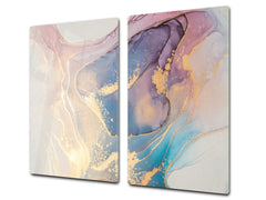 UNIQUE Tempered GLASS Kitchen Board –Scratch Resistant Glass Cutting Board – MEASURES: SINGLE: 60 x 52 cm (23,62” x 20,47”); DOUBLE: 30 x 52 cm (11,81” x 20,47”); D35 Art Series : Liquid colours 1