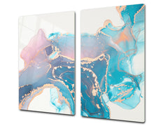 UNIQUE Tempered GLASS Kitchen Board –Scratch Resistant Glass Cutting Board – MEASURES: SINGLE: 60 x 52 cm (23,62” x 20,47”); DOUBLE: 30 x 52 cm (11,81” x 20,47”); D35 Art Series : Liquid colours 2