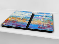 UNIQUE Tempered GLASS Kitchen Board –Scratch Resistant Glass Cutting Board – MEASURES: SINGLE: 60 x 52 cm (23,62” x 20,47”); DOUBLE: 30 x 52 cm (11,81” x 20,47”); D35 Art Series : Abstract art background 6