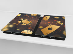 Chopping Board - Induction Cooktop Cover - Glass Cutting Board – Impact & Shatter Resistant – MEASURES: SINGLE: 60 x 52 cm; DOUBLE: 2 x 30 x 52 cm; D42 Modern Art Series : Night at Casino