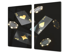Chopping Board - Induction Cooktop Cover - Glass Cutting Board – Impact & Shatter Resistant – MEASURES: SINGLE: 60 x 52 cm; DOUBLE: 2 x 30 x 52 cm; D42 Modern Art Series : Night at Casino 2