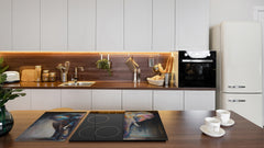 Premium Tempered Glass Cutting Board and Worktop Saver – Glass Pastry Board and Cooktop Cover – MEASURES: SINGLE: 60 x 52 cm; DOUBLE: 2 x 30 x 52 cm; D40 Colorful Illustrations Series : The Elephant in Vivid Hues