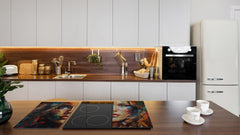 Premium Tempered Glass Cutting Board and Worktop Saver – Glass Pastry Board and Cooktop Cover – MEASURES: SINGLE: 60 x 52 cm; DOUBLE: 2 x 30 x 52 cm; D40 Colorful Illustrations Series : Conceptual Beauty