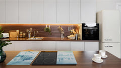 Chopping Board Set - Induction Cooktop Cover –Glass Cutting Board; MEASURES: SINGLE: 60 x 52 cm (23,62” x 20,47”); DOUBLE: 30 x 52 cm (11,81” x 20,47”); D39 Miscellaneous Series : Abstract cityscape 1