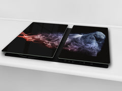 Induction Cooktop Cover Kitchen Board – Impact Resistant Glass Pastry Board; MEASURES: SINGLE: 60 x 52 cm (23,62” x 20,47”); DOUBLE: 30 x 52 cm (11,81” x 20,47”); D37 Animals Series : Colourful gorilla