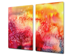 TEMPERED GLASS CHOPPING BOARD – Glass Cutting Board and Worktop Saver; MEASURES: SINGLE: 60 x 52 cm (23,62” x 20,47”); DOUBLE: 30 x 52 cm (11,81” x 20,47”); D36 Textures Series : Abstract multicoloured background