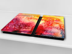 TEMPERED GLASS CHOPPING BOARD – Glass Cutting Board and Worktop Saver; MEASURES: SINGLE: 60 x 52 cm (23,62” x 20,47”); DOUBLE: 30 x 52 cm (11,81” x 20,47”); D36 Textures Series : Abstract multicoloured background