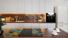 Tempered GLASS Cutting Board – Worktop saver and Pastry Board –- Glass Kitchen Board; MEASURES: SINGLE: 60 x 52 cm (23,62” x 20,47”); DOUBLE: 30 x 52 cm (11,81” x 20,47”); D34 Nature Series: Rock garden 1