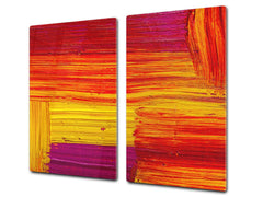 TEMPERED GLASS CHOPPING BOARD – Glass Cutting Board and Worktop Saver; MEASURES: SINGLE: 60 x 52 cm (23,62” x 20,47”); DOUBLE: 30 x 52 cm (11,81” x 20,47”); D36 Textures Series : Abstract colour texture