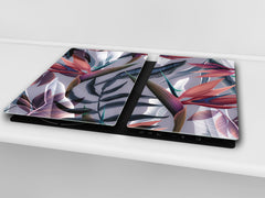 TEMPERED GLASS CHOPPING BOARD – Glass Cutting Board and Worktop Saver; MEASURES: SINGLE: 60 x 52 cm (23,62” x 20,47”); DOUBLE: 30 x 52 cm (11,81” x 20,47”); D36 Textures Series : Tropical wallpaper 3