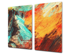 TEMPERED GLASS CHOPPING BOARD – Glass Cutting Board and Worktop Saver; MEASURES: SINGLE: 60 x 52 cm (23,62” x 20,47”); DOUBLE: 30 x 52 cm (11,81” x 20,47”); D36 Textures Series : Modern futuristic pattern