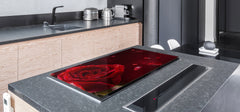 Gigantic Worktop saver and Pastry Board - Tempered GLASS Cutting Board - MEASURES: SINGLE: 80 x 52 cm; DOUBLE: 40 x 52 cm; DD44 Nature series : Romantic red rose