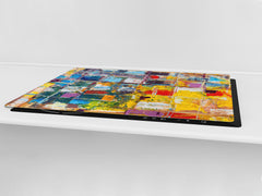 UNIQUE Tempered GLASS Kitchen Board – Impact & Scratch Resistant Cooktop cover – SINGLE: 80 x 52 cm; DOUBLE: 40 x 52 cm; DD45 Art Series : Abstract art background