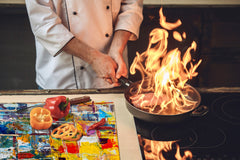 UNIQUE Tempered GLASS Kitchen Board – Impact & Scratch Resistant Cooktop cover – SINGLE: 80 x 52 cm; DOUBLE: 40 x 52 cm; DD45 Art Series : Abstract art background