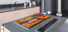 UNIQUE Tempered GLASS Kitchen Board – Impact & Scratch Resistant Cooktop cover – SINGLE: 80 x 52 cm; DOUBLE: 40 x 52 cm; DD45 Art Series : Abstract art background 2