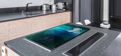 Gigantic Worktop saver and Pastry Board - Tempered GLASS Cutting Board - MEASURES: SINGLE: 80 x 52 cm; DOUBLE: 40 x 52 cm; DD44 Nature series : Leaf on a mirror surface 2