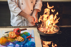 UNIQUE Tempered GLASS Kitchen Board – Impact & Scratch Resistant Cooktop cover – SINGLE: 80 x 52 cm; DOUBLE: 40 x 52 cm; DD45 Art Series : Colourful trees 1