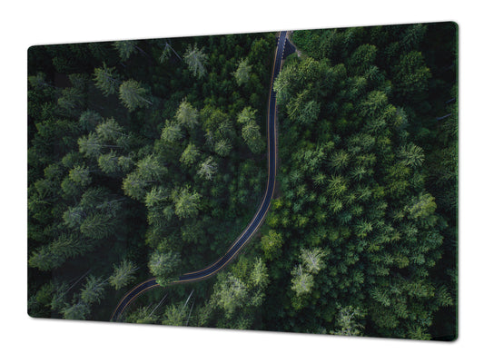 ENORMOUS Tempered GLASS Chopping Board - Induction Cooktop Cover – SINGLE: 80 x 52 cm; DOUBLE: 40 x 52 cm; DD49 Miscellaneous series : Forest road
