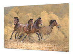 BIG KITCHEN BOARD & Induction Cooktop Cover β Glass Pastry Board β SINGLE: 80 x 52 cm (31,5β x 20,47β); DOUBLE: 40 x 52 cm (15,75β x 20,47β); DD47 Animals Series : Galloping horses