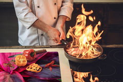 Gigantic Worktop saver and Pastry Board - Tempered GLASS Cutting Board - MEASURES: SINGLE: 80 x 52 cm; DOUBLE: 40 x 52 cm; DD44 Nature series : Fluorescent leaves