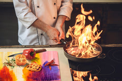 UNIQUE Tempered GLASS Kitchen Board – Impact & Scratch Resistant Cooktop cover – SINGLE: 80 x 52 cm; DOUBLE: 40 x 52 cm; DD45 Art Series : Colourful trees 2