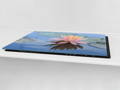 Gigantic Worktop saver and Pastry Board - Tempered GLASS Cutting Board - MEASURES: SINGLE: 80 x 52 cm; DOUBLE: 40 x 52 cm; DD44 Nature series : Beautiful water lilly flower 1