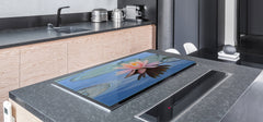 Gigantic Worktop saver and Pastry Board - Tempered GLASS Cutting Board - MEASURES: SINGLE: 80 x 52 cm; DOUBLE: 40 x 52 cm; DD44 Nature series : Beautiful water lilly flower 1