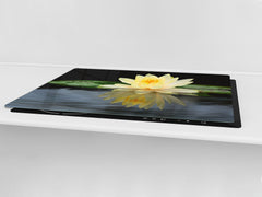 Gigantic Worktop saver and Pastry Board - Tempered GLASS Cutting Board - MEASURES: SINGLE: 80 x 52 cm; DOUBLE: 40 x 52 cm; DD44 Nature series : Beautiful water lilly flower 2