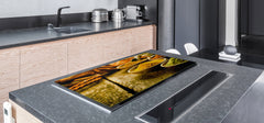 GIGANTIC CUTTING BOARD and Cooktop Cover - Glass Kitchen Board;SINGLE: 80 x 52 cm (31,5” x 20,47”); DOUBLE: 40 x 52 cm (15,75” x 20,47”); DD48 Herbs and spices Series : Curry powder