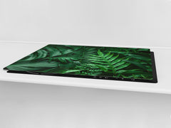 Gigantic Worktop saver and Pastry Board - Tempered GLASS Cutting Board - MEASURES: SINGLE: 80 x 52 cm; DOUBLE: 40 x 52 cm; DD44 Nature series : Dark tropical nature