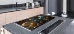 HUGE TEMPERED GLASS COOKTOP COVER – Glass Cutting Board and Worktop Saver – SINGLE: 80 x 52 cm (31,5” x 20,47”); DOUBLE: 40 x 52 cm (15,75” x 20,47”); DD46 Textures Series : Holographic bubbles 2