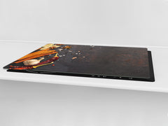 GIGANTIC CUTTING BOARD and Cooktop Cover - Glass Kitchen Board;SINGLE: 80 x 52 cm (31,5” x 20,47”); DOUBLE: 40 x 52 cm (15,75” x 20,47”); DD48 Herbs and spices Series : Cinnamon sticks