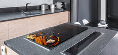 GIGANTIC CUTTING BOARD and Cooktop Cover - Glass Kitchen Board;SINGLE: 80 x 52 cm (31,5” x 20,47”); DOUBLE: 40 x 52 cm (15,75” x 20,47”); DD48 Herbs and spices Series : Cinnamon sticks