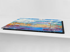 UNIQUE Tempered GLASS Kitchen Board – Impact & Scratch Resistant Cooktop cover – SINGLE: 80 x 52 cm; DOUBLE: 40 x 52 cm; DD45 Art Series : Abstract art background 6