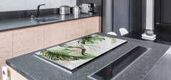Gigantic Worktop saver and Pastry Board - Tempered GLASS Cutting Board - MEASURES: SINGLE: 80 x 52 cm; DOUBLE: 40 x 52 cm; DD44 Nature series : Tropical watercolour